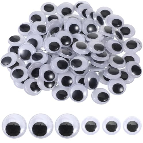TIESOME 200 unidades de ojos móviles autoadhesivos, de plástico, ojos de muñecas, ojos flotantes, para manualidades, tamaño de ojos adhesivos, ojos saltones, ojos autoadhesivos para manualidades