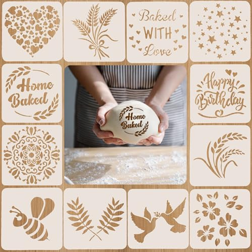 12 Stück Brot Schablonen Set 15x15cm