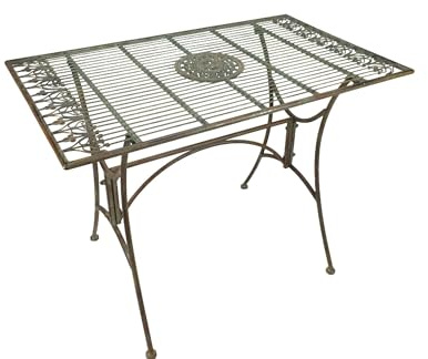 Crispe home & garden Almeria Gartentisch Groß 130 x 80 cm | Metall Tisch antikgrün Landhausstil | wetterfest & pulverbeschichtet | Terrassentisch Balkon Gartenmöbel