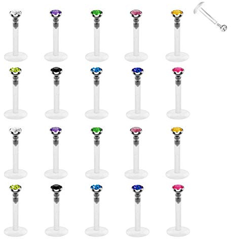 D.Bella Retenue de Labret clair, anneau de lèvre de Labret Monroe en plastique acrylique/Tragus/Helix/Cartilage Boucle d'oreille Barbell pour Perçage Substituts de bijoux de corps