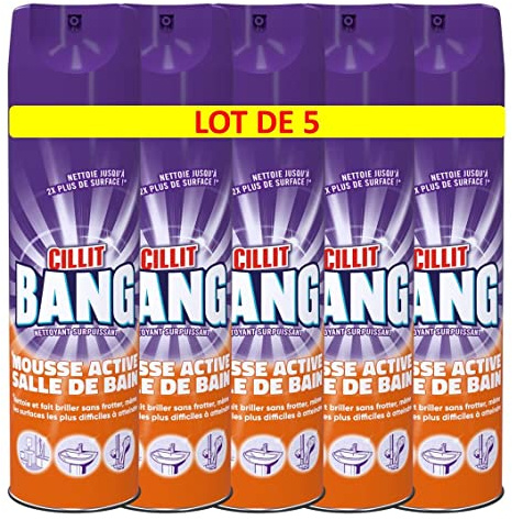 CILLIT BANG Lot de 5 Mousses Active Aérosol - 600 ml - Salle de Bain