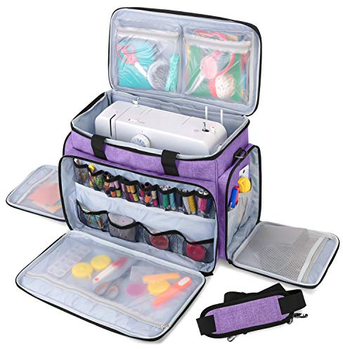 Luxja Bolsa para Máquina de Coser, Bolsa de Transporte de Máquina de Coser, Maleta para Máquina de Coser y Accesorios (Apto para la Mayoría de Las Máquinas de Coser), Púrpura