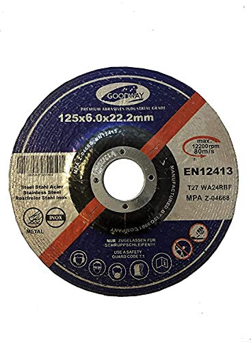 5 Stück Schruppscheiben | Ø 125 x 6,0 mm x 22,23 mm | gekröpft | INOX Metall | Winkelschleifer Trennscheiben Stein Schleifscheiben Stahl NE-Metall