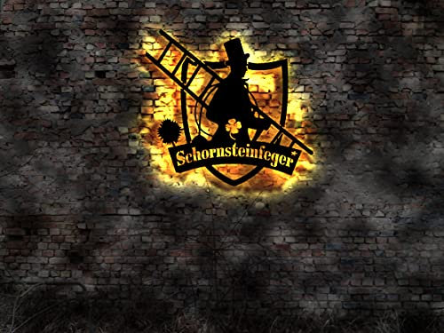 Schornsteinfeger Schild Anhänger Aufkleber Figur Buch Kaminkehrer Leuchtreklame sign-shirt Fahne Leuchtschild Besen Kehrbesen