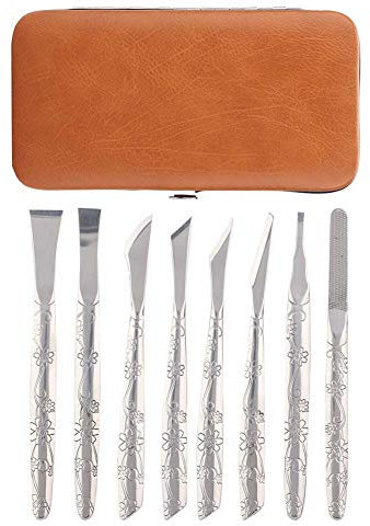 Lima del piede, Kit di coltelli per pedicure,Professionale set di coltelli da pedicure, 8 pezzi lima per piedi in acciaio inossidabile pelle morta rimozione cornea set di strumenti
