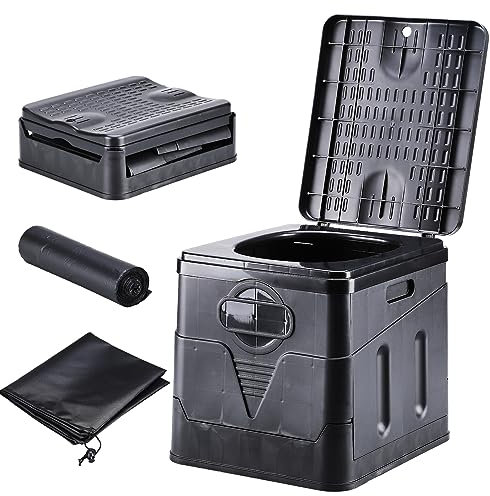 LIBOOI WC pieghevole da campeggio, WC separatore portatile, WC a secco, WC da campeggio, toilette mobile con 100 sacchi della spazzatura per campeggio, stoccaggio, festival