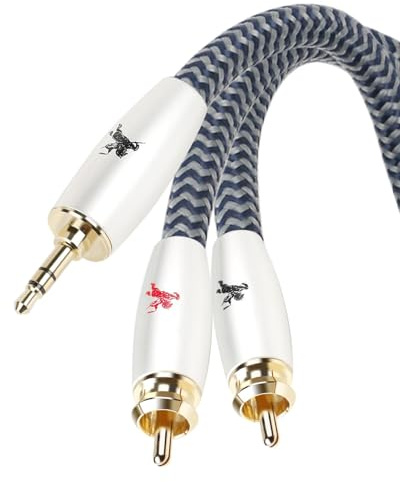 Impeto Audiophile RCA to 3.5mm Jack Cable 3.5 Aux to 2x RCA Audio Cable Phono Mini Jack Stereo Y Splitter Red and White Aux Compatible with Hi-Fi Amplifier Speaker MP3 TV Phone 1M