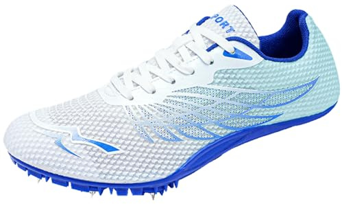 ZHENSI Scarpe da Atletica Leggera Scarpe da Sprint Chiodate da Uomo E da Donna Traspiranti per La Corsa La Corsa Il Salto,Blu,37 EU