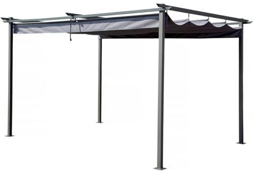 Pergola avec Toit rétractable - 3 x 4 m - Gris