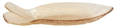 Romimex Assiette décorative en verre marron clair 40 x 6 x 16 cm