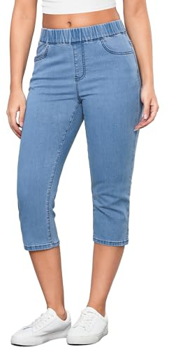 GRAPENT Plus Size Jeggings for Women Capri Pants for Women Stretch Breezy Blue Size X-Large US 16 to 18