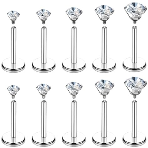 Yolev 18 g 16 g näsringar dubbar rostfritt stål internt gängat labret medusa läppringar tragus örhängen labret medusa läppringar tragus örhängen dubbar piercing smycken