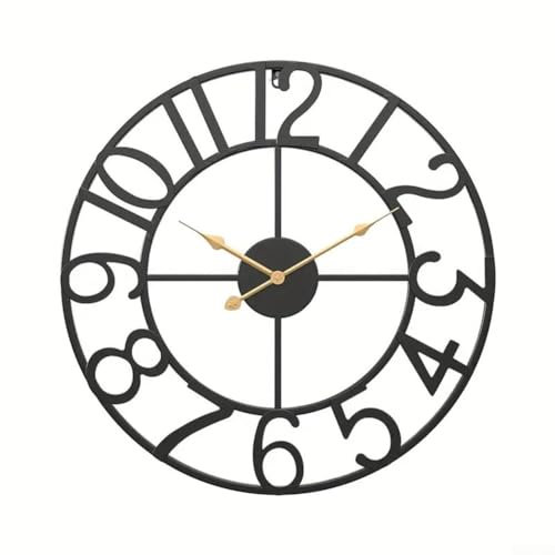 HpLive Reloj de pared de metal vintage de 34 cm/40 cm para exteriores, resistente a la intemperie, para jardín, terraza, piscina, cocina, salón, casa de campo (40 cm B)