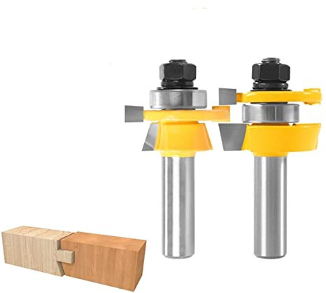 Fresa de carburo* Fresa, herramienta de corte, 2 piezas de riel y montante Conjunto de riel de montante reversible de 15 ° Broca de enrutador Cttter de chaflán for fresa de madera (tamaño: 12,7 x 41 x