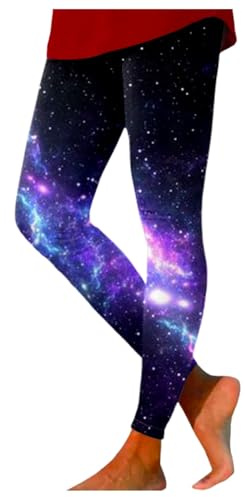 Generisch Galaxy Costume da donna Space Colorati Leggings 3D Galassia Stampato Stretchy Yoga Pantaloni Skinny Sport Leggins Mondiali Astronauti Costume Vita Alta Yoga Leggings Costume di Carnevale,
