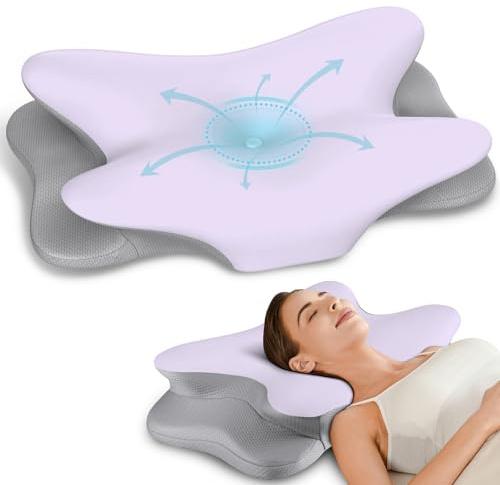 Cervical Pillow for Neck Pain Relief - Ergonomic Neck Pillow for Sleeping Contour Memory Foam Pillows with Cooling Pillowcase, Orthopedic Bed Pillow for Side Back Stomach Sleepers