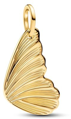 PANDORA Moments Gravierbarer Schmetterlingsflügel Anhänger aus Sterling Silber mit 14k vergoldeter Metalllegierung und Zirkonia, Kompatibel Moments und ME, 364015C00