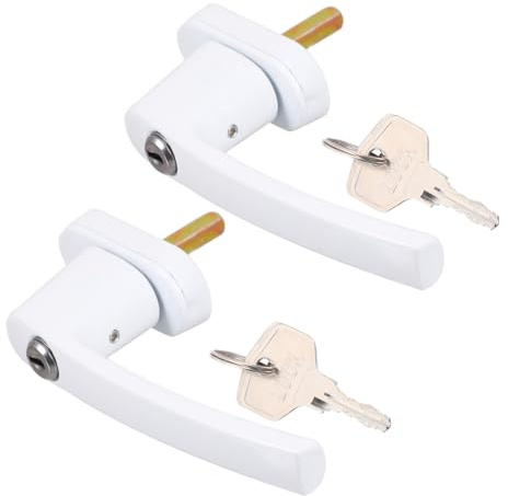 Mikikit 2 juegos Manillas de Ventana de Aleación de Aluminio con Cerradura y Llave de Resistentes y Prácticas para Ventanas Abatibles Fácil Instalación Reducidos Color Color Aleatorio