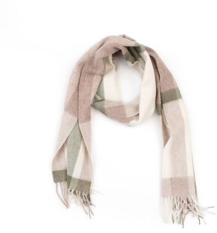 avvolgimi Sciarpa Invernale a Quadri 100% Lana Unisex Elegante Sciarpina Uomo Donna (Avorio)