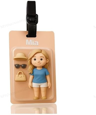 Etichetta Valigia Personalizzata Cartoni Animati Targhetta Bagaglio Tag Valigia Etichette Valigie Personalizzate con Foto per Bagagli e Borse da Viaggio Regalo Personalizzato per Donna Uomo