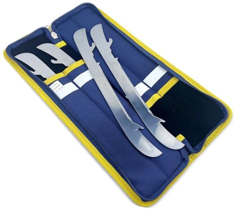 VPRO Ice Skate Blade Storage Bag - with Durable Shell and Soft Interior, Blue and Yellow with Smooth Zipper