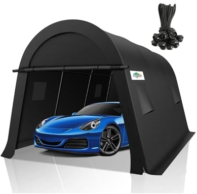 COBIZI 10x15 Carport Canopy Heavy Duty Portable Garage Tent with Double Zippered Roll-up Doors & Vents, Large Space Car Canopy Car Garage Waterproof Anti-Snow for Cars, Boats, Trucks