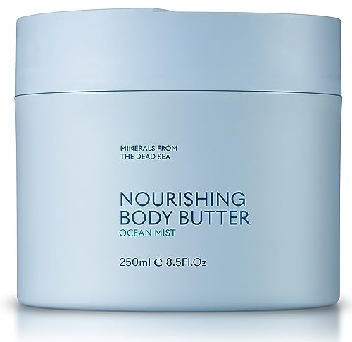 SEACRET OCEAN MIST BODY BUTTER: Hydrating Body Moisturizer Cream with Shea and Cocoa Butter, Vitamins E & C, and Dead Sea Minerals for All Skin Types, 8.5 FL. OZ