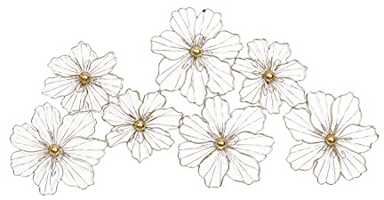 Deco 79 Metal Floral Home Wall Decor Wire Foiled Wall Sculpture with Scroll Accents, Wall Art 43 x 2 x 21, Gold