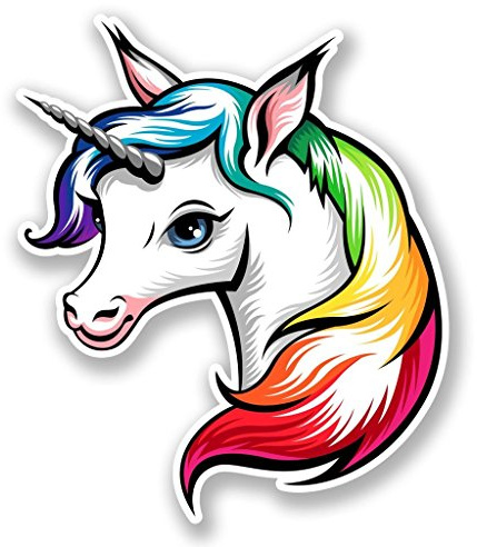 2 x 10cm/100 mm Jolie Licorne Auto-adhésif Autocollant Vinyle Autocollant pour portable Assurance voiture signer Fun #6704