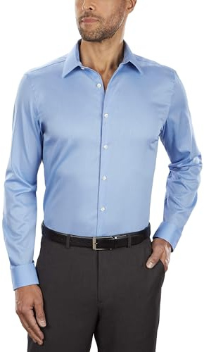 Van Heusen Men's Flex Collar Slim Fit Stretch Dress Shirt Shirt, Blue Frost, 15.5 Neck 32-33 Sleeve