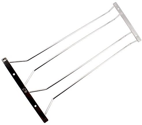 Abcsea 40 cm soportes para colgar copas, Stain Steel Wine Rack, soportes cromados para copas de vino o debajo del gabinete cromado, 1 Unids (2 Filas)