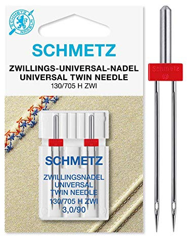 SCHMETZ | 2 Nähmaschinennadeln | Zwillings-Universal | 130/705 H ZWI 3.0 | Nadeldicke 3.0/90 | auf jeder gängigen Haushaltsnähmaschine einsetzbar