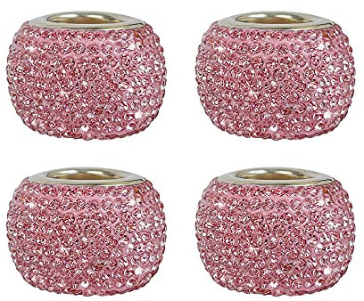 4 Pcs Auto Kopfstütze Kopfstützen Halsbänder Ringe Persönlichkeit Bling Kristall Strass Autositz Kopfstütze Auto Innen Dekoration Zubehör Rosa