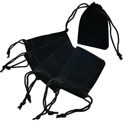 Aerzetix - C53806 - Set di 5 buste/borsette/sacchetti di gioielli/regalo/cosmetici 50x70 mm - in velluto - chiusura a cordino - colore nero