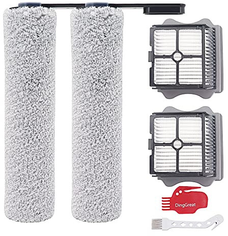 DingGreat Brush Roll and Replacement Filter for Tineco Floor One S5 Cordless Wet Dry Vacuum Cleaner (2 Brush Roller + 2 HEPA Filters)