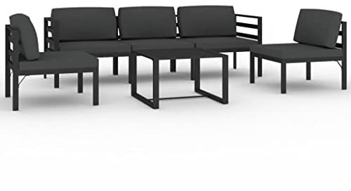 vidaXL Set Divani da Giardino 6 pz con Cuscini in Alluminio Antracite