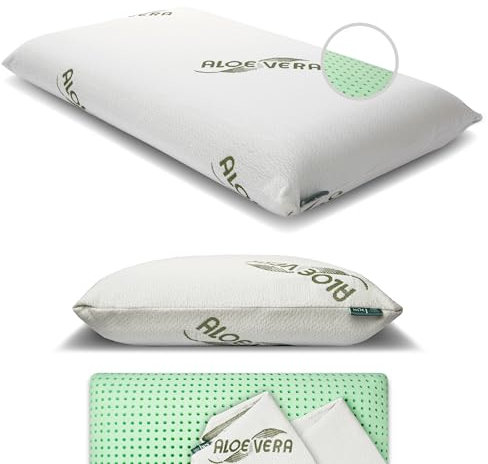 bes Memory Foam Kissen | 12 cm Höhe | Seitenschläferkissen, Rücken & Bauchschläfer | Für Erwachsene und Jugendliche | Aloe Vera | Hergestellt in Italien