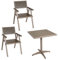 Mendler 2er-Set Gartenstuhl+Gartentisch HWC-J95, Stuhl Tisch, Gastro Outdoor-Beschichtung, Alu Holzoptik - Champagner, grau