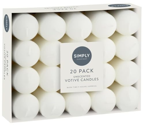 Votive Set of 20 Candles 9 Hours Creamy/White Dinner Wedding Candles Wick Home Christmas Table Dinner, TBL PRO