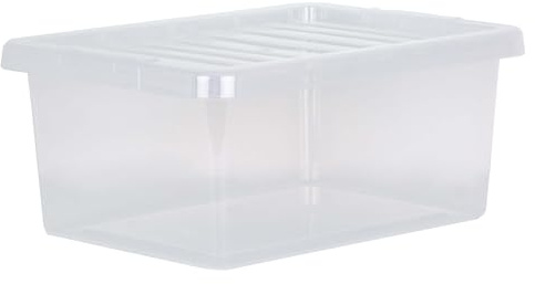 Wham Crystal 1x 14L Plastic Storage Boxes with Lids Clear Transparent. Small Size, Strong (Pack of 1, 14 Litre). Made in the UK