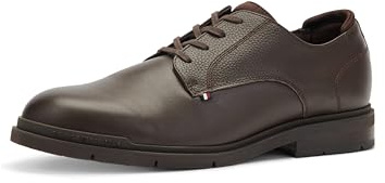 Tommy Hilfiger Calzado Derby Hombre Flexible Leather de Piel Granulada, Marrón (Cocoa), 42 EU