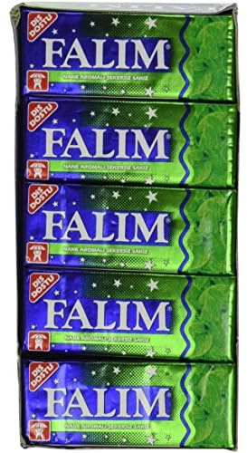 Trinovi Falim - Goma de mascar sin azúcar con sabor a menta, 100 unidades (5 x 20 unidades), sin azúcar natural con sabor a menta, sabor refrescante, aliento fresco