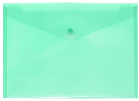 Grafoplas Enveloppe plastique avec fermeture à clic | Ecoplas | Format folio | Couleur menthe translucide | 33,4 x 23,5 cm | polypropylène | Parfait pour documents scolaires, domestiques et de bureau