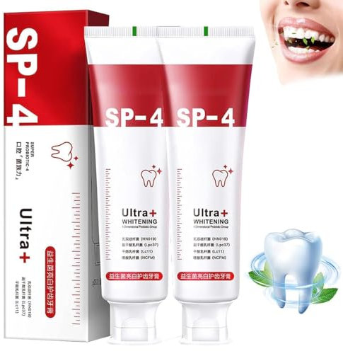 2 unidades SP 4 pasta de dientes, SP 4 blanqueador, SP 4 pasta de dientes probiótica, sp 4 ultra pasta de dientes, sip 4 pasta de dientes, pasta de dientes fresca aliento, cuidado dental completo,
