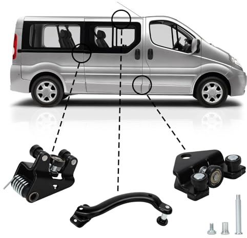 Höger skjutdörr sidodörrars hjul ersättning för Renault Trafic/Nissan Primastar och Opel Vivaro 2001–2015, sidodörrsuppsättning – skjutdörrsrullning, övre mitten nedre dörr