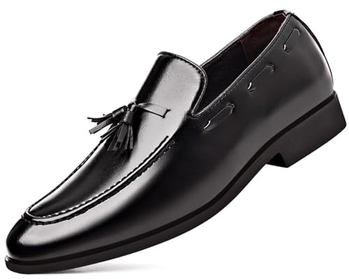 Men's Loafers Moccasins Oxfords Formal Dress Shoes Leather Slip-On Shoes Smart Black Size 10