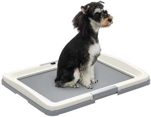 PawHut Hundetoilette Hundesandgrube mit Tablett für das Welpentraining drinnen und draußen 63x48,5x6 cm Grau