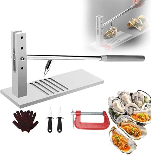 Máquina para Descorchar Ostras, Máquina Abridora De Almejas Manual con Cuchillos, Guante Y Clip G, 4 Multiherramientas Ajustables, Abridor De Ostras De Acero Inoxidable Sin Instalación
