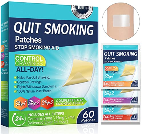 Quit Smoking Patches, Step 1 2 3 Stop Smoking Aids Patches, 60Pcs Quit Smoking Stickers that Work with 2 Weeks, Helping Quit Patch, Anti-Stickers- 60 Count
