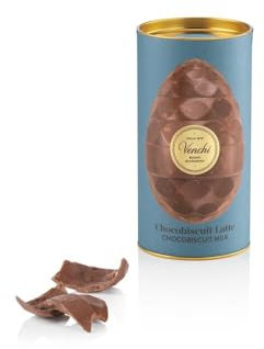 Venchi - Uovo di Cioccolato, Gusto Cioccolato al Latte con Granella di Biscotti, con Sorpresa, Senza Glutine, 150 gr, Collezione Pasqua, Idea Regalo